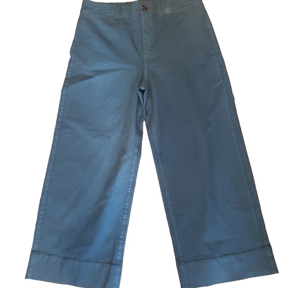 Ann Taylor Pants Twill The Wide Leg Green High Rise Flat Front 14 Stretch NWT